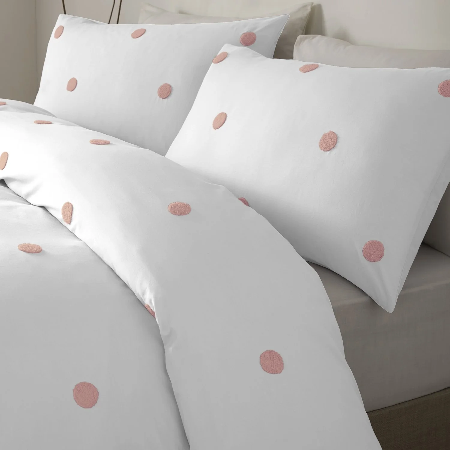 Dot Garden White & Pink 100% Cotton Duvet Set