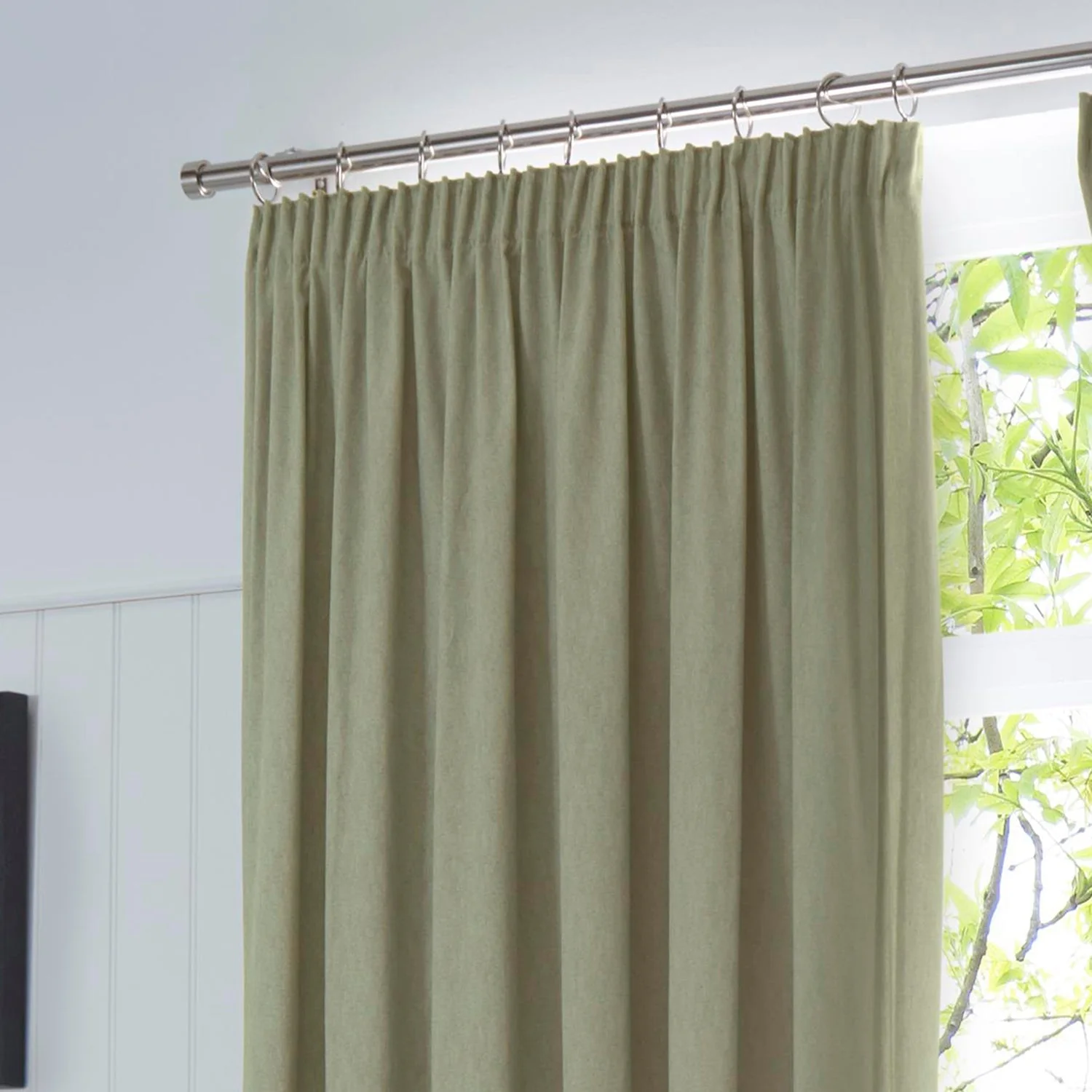 Dijon Green Blackout Thermal Pencil Pleat Curtains