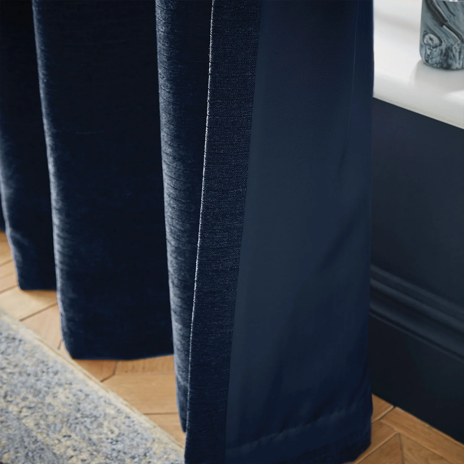 Hyperion Interiors Selene Deep Blue Thermal Eyelet Curtains
