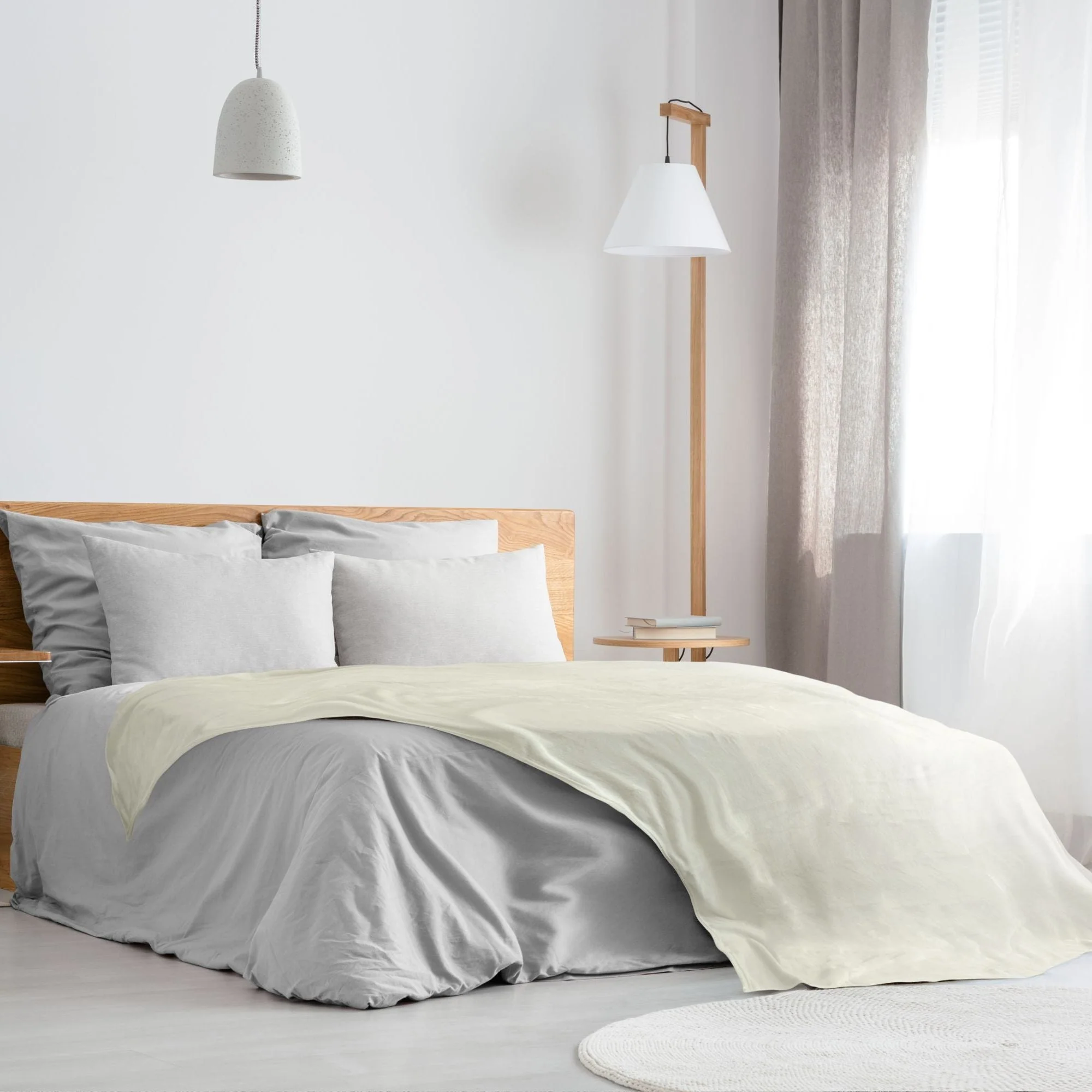 Cream Snug Flannel Fleece Super Soft Throw