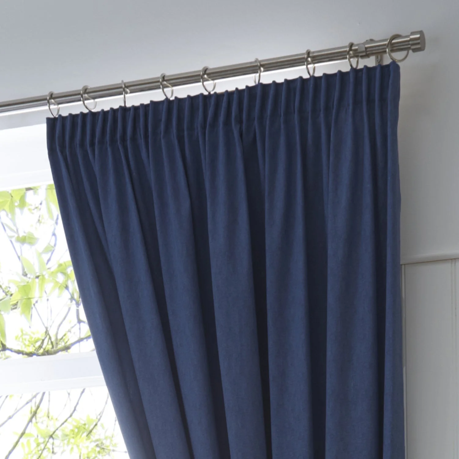 Dijon Navy Blue Blackout Thermal Pencil Pleat Curtains