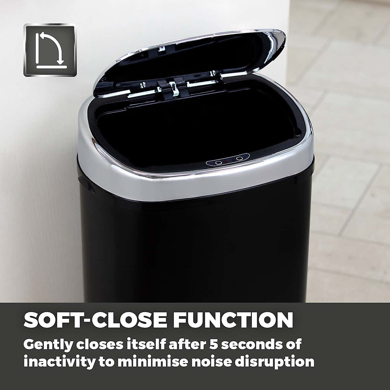 Tower 58 Litre Black Square Sensor Bin