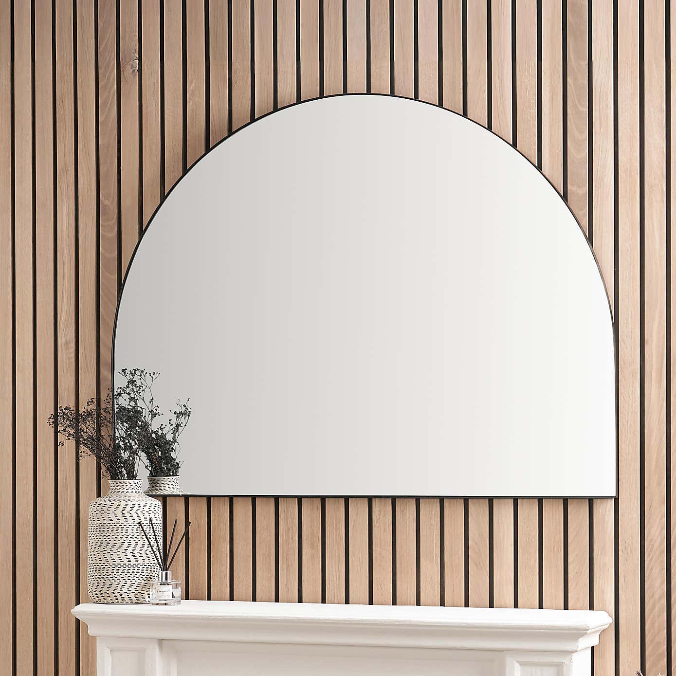 Wide Arched Overmantel Wall Mirror