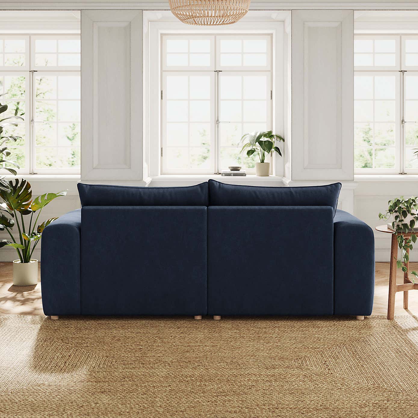 Full Circle Austin Cosy Velvet 4 Seater Sofa, Navy