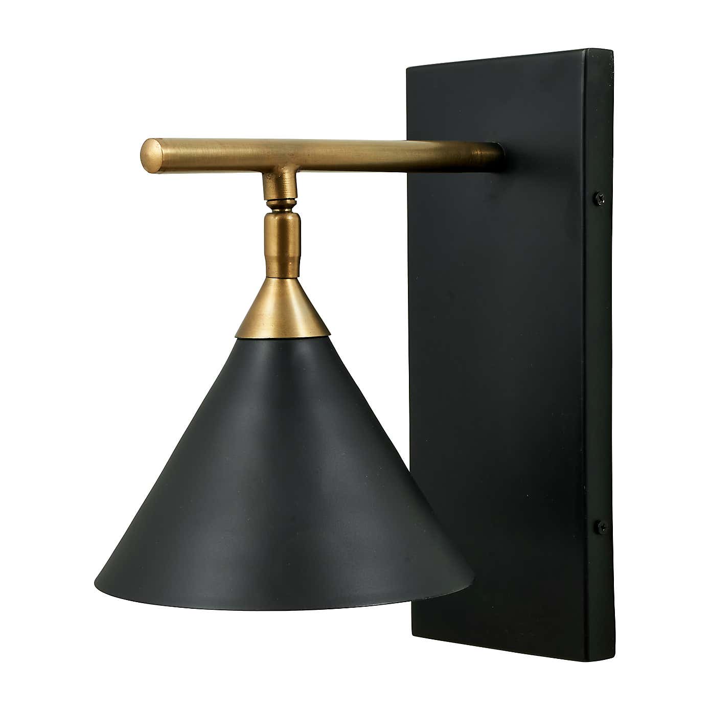 Zeta Matt Black and Antique Brass Wall Light