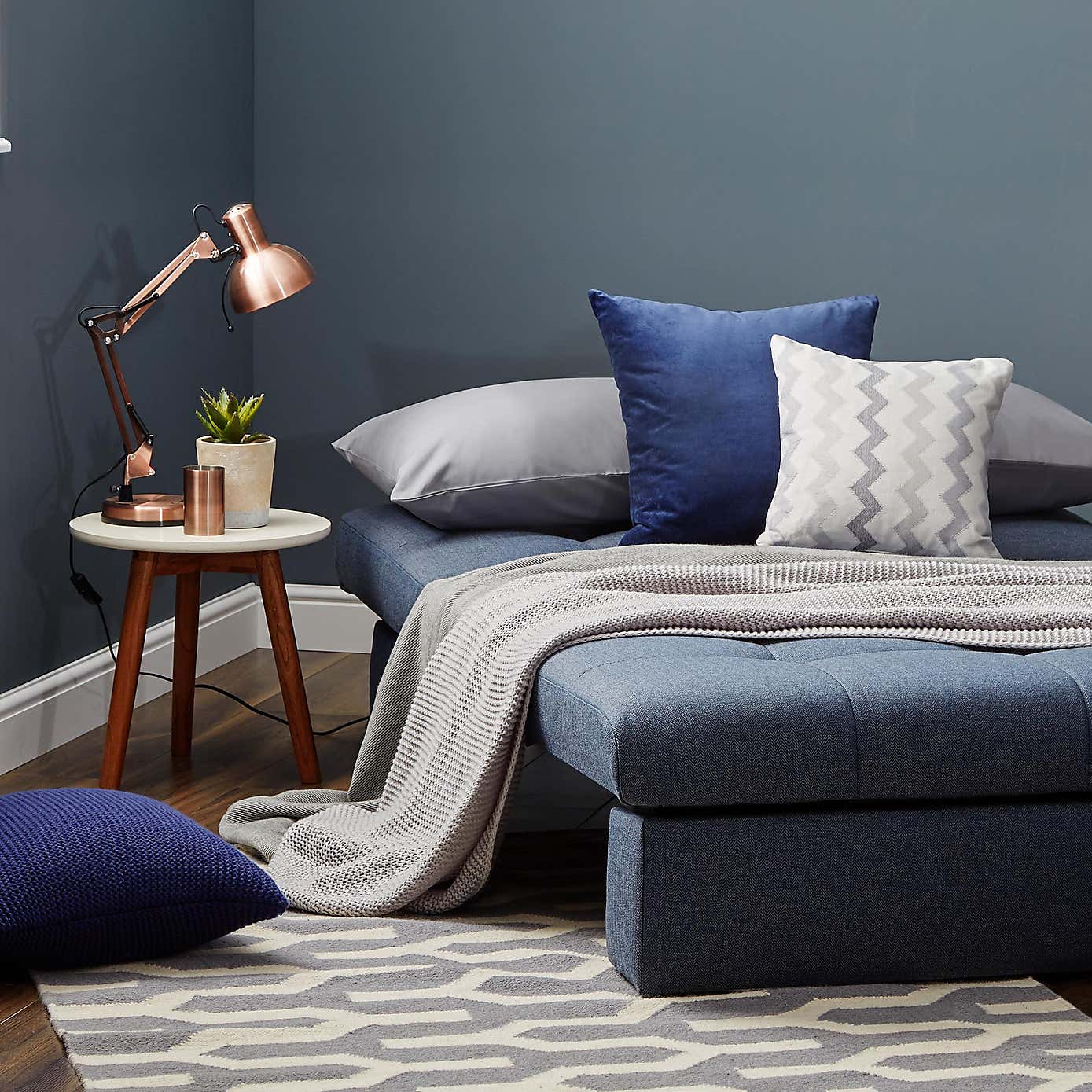 Navy Rowan Single Sofa Bed