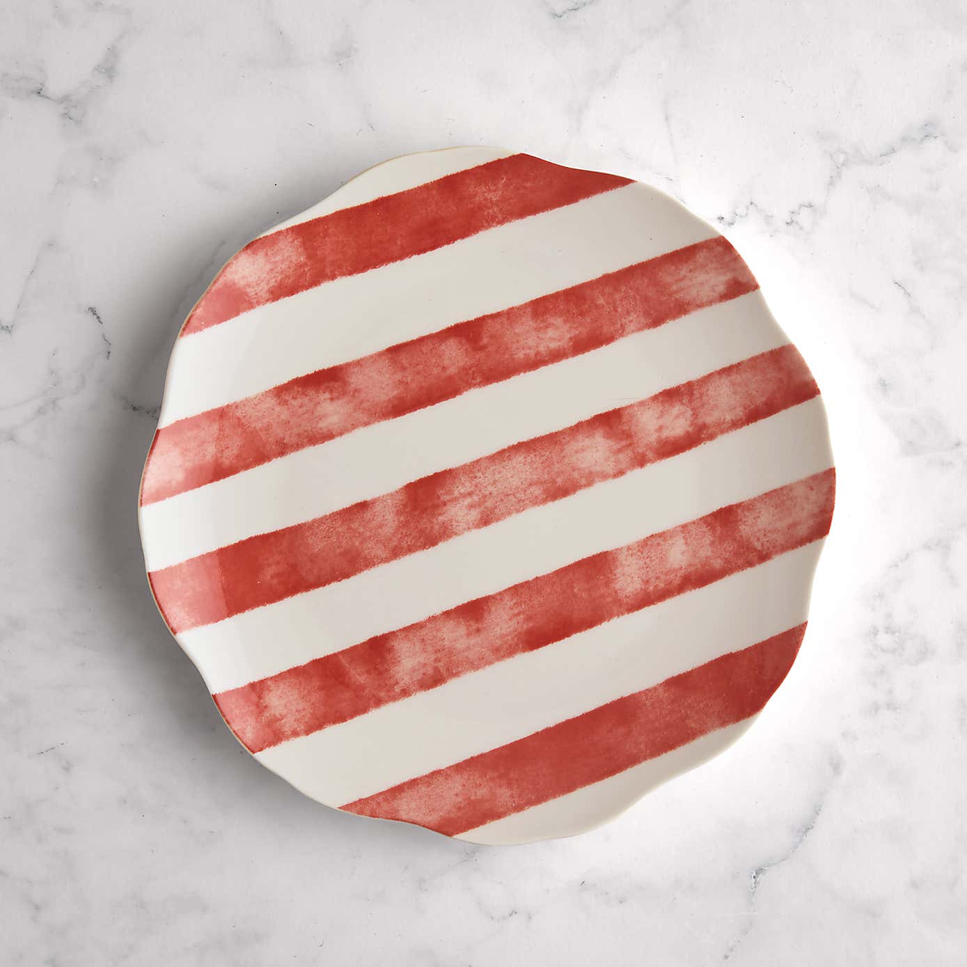 Striped Stoneware Wavy Side Plate