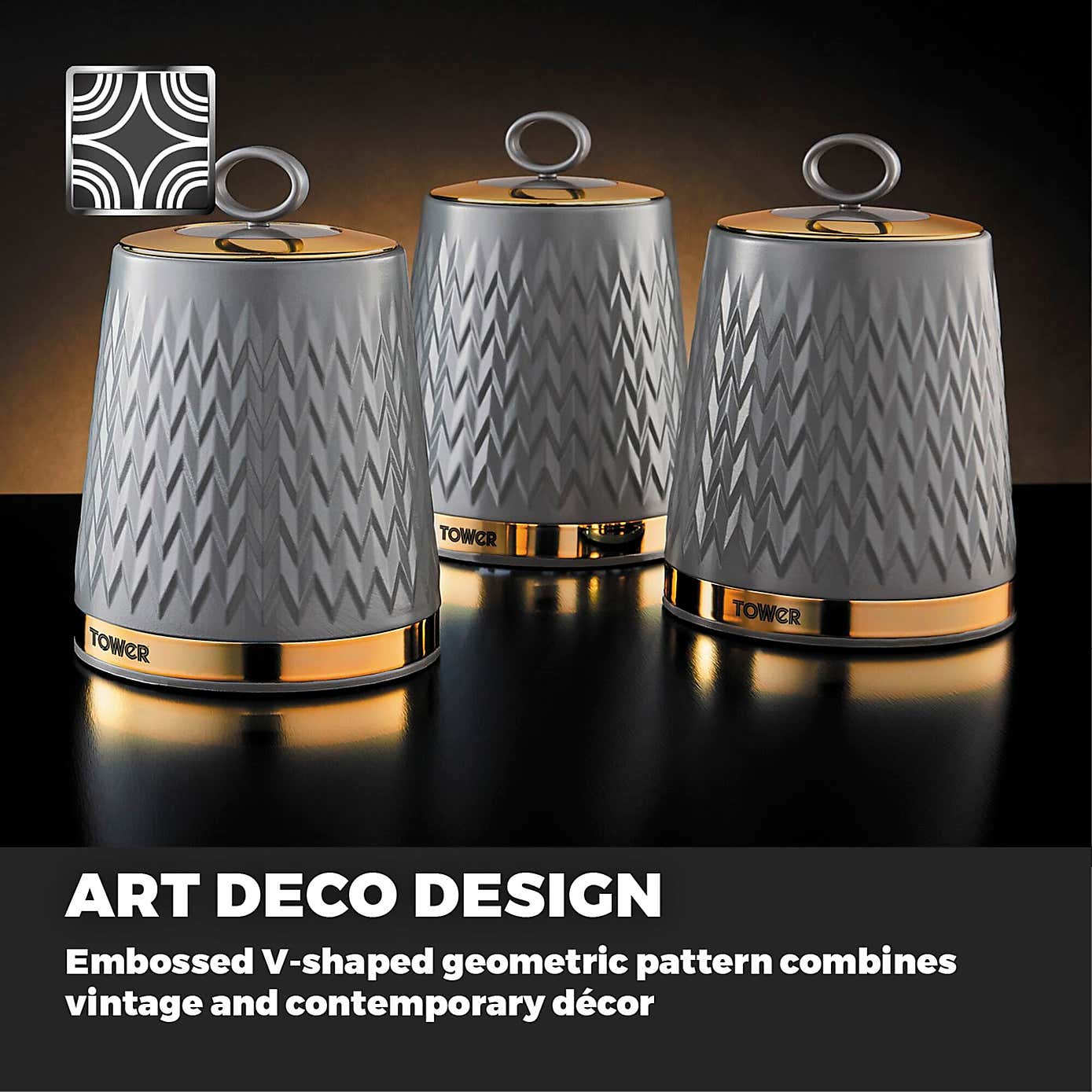 Tower Set of 3 Empire Canisters