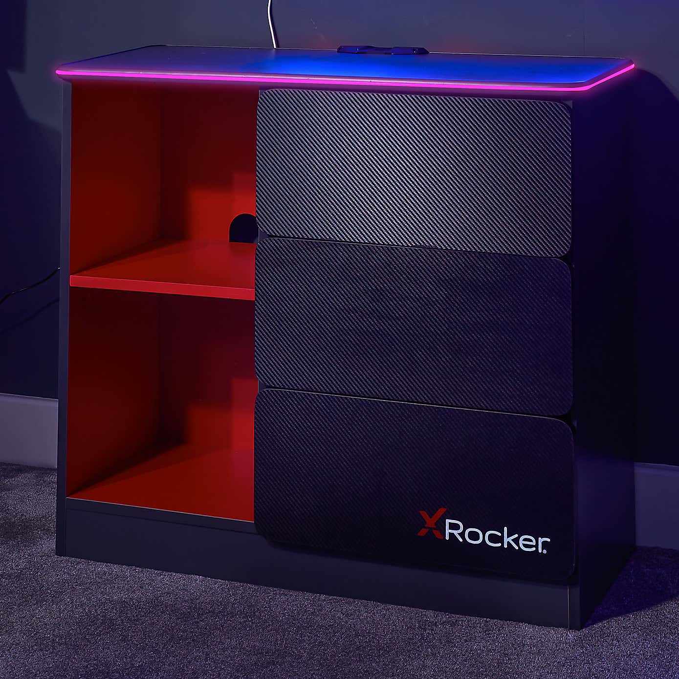 X Rocker Carbon Tek Chest of Drawers with Neo Fibre LED