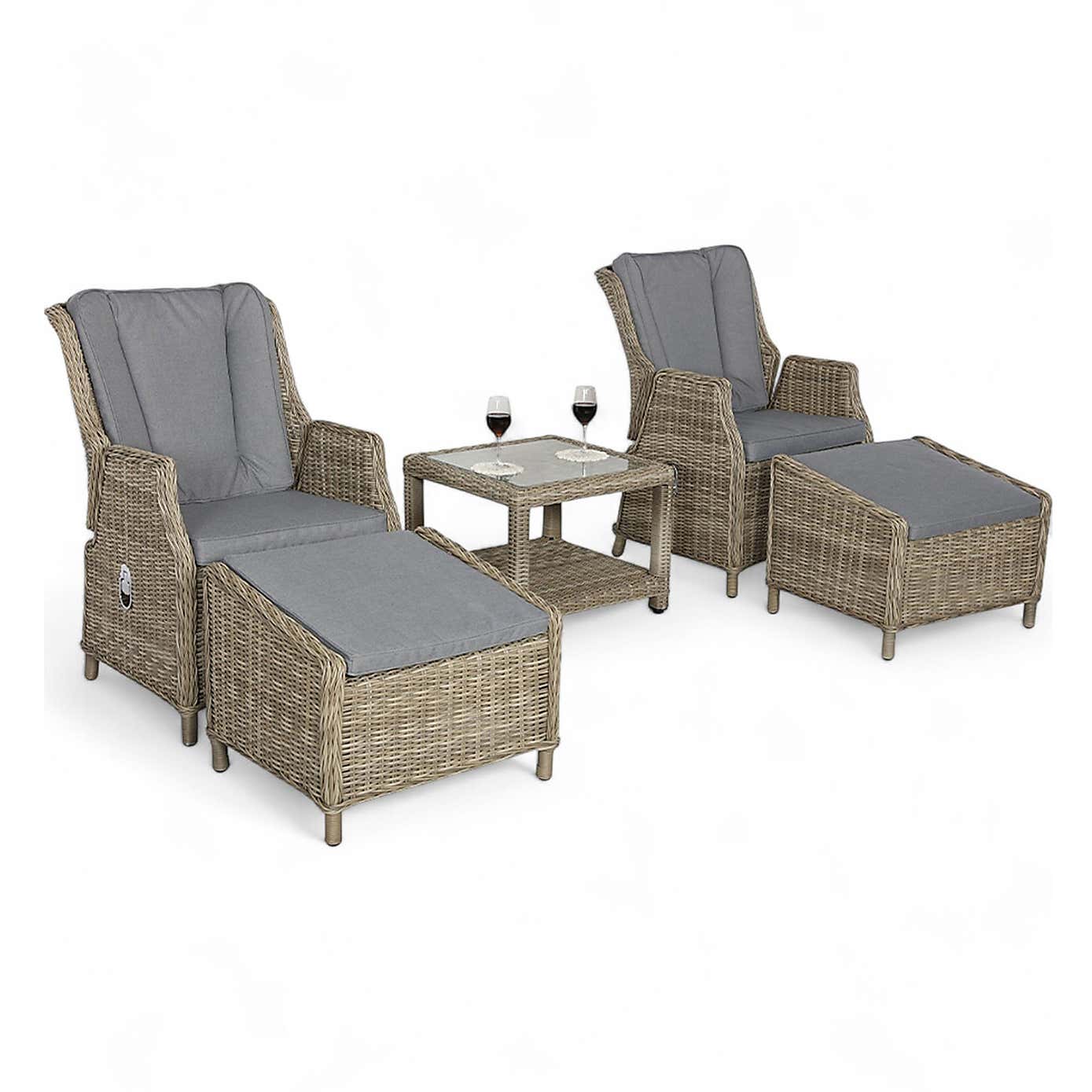 A.Mir Wentworth 5 Piece Deluxe Reclining Outdoor Chair Set