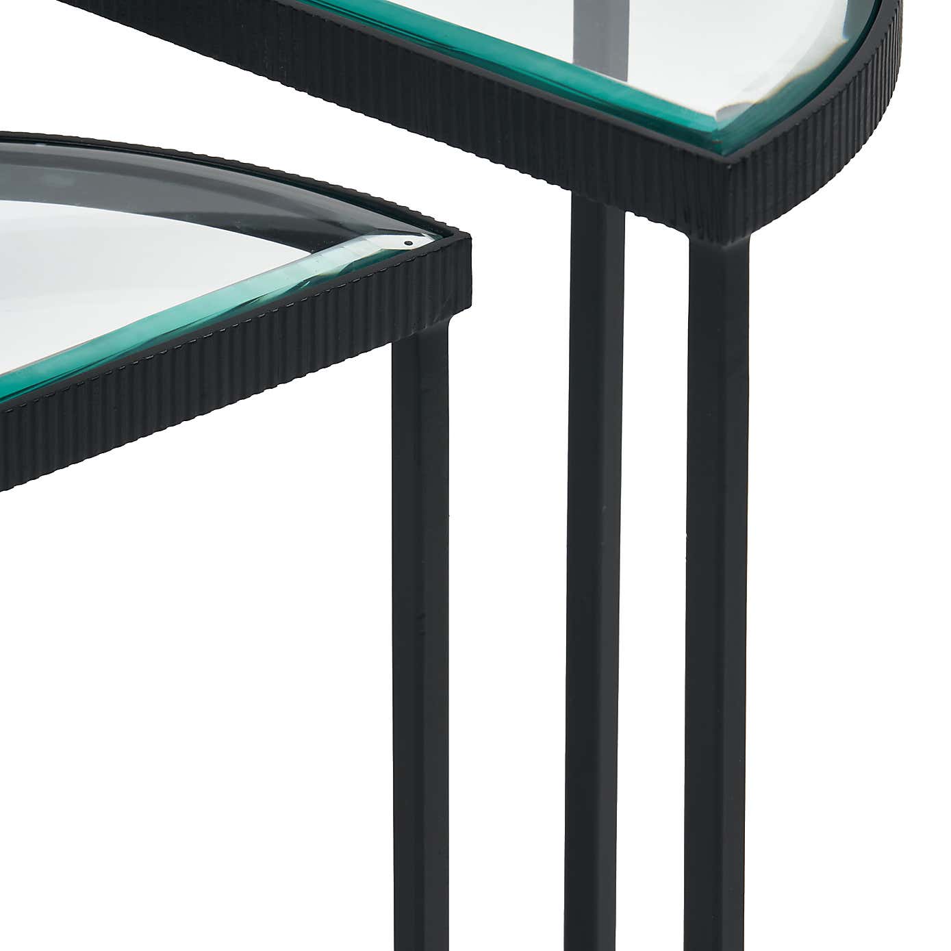 Marazzi Half Moon Side Tables, Bevelled Glass