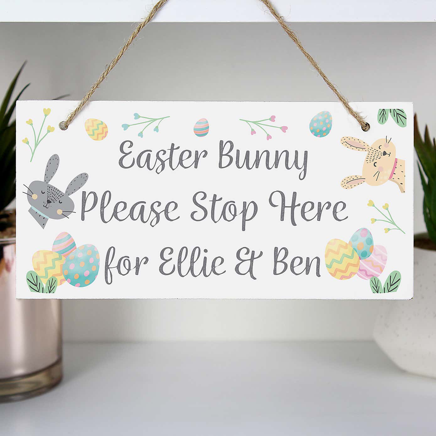 Personalised Easter Springtime Wooden Sign