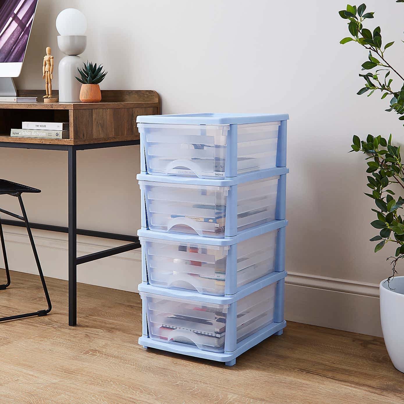 Plastic 4 Drawer Storage Tower Unit