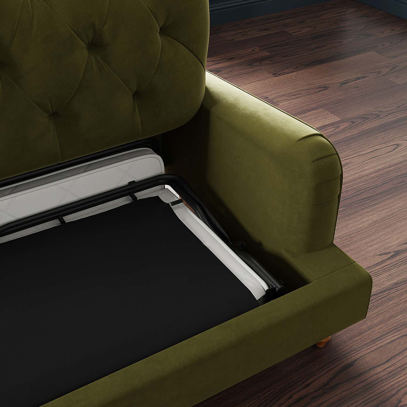 Beatrice Velvet Buttoned 3 Seater Double Sofa Bed