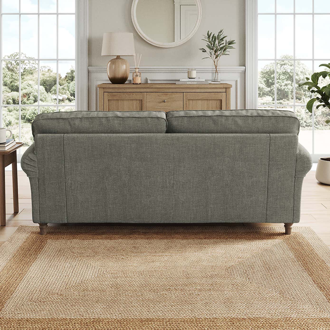 Flori 3 Seater Sofa, Tonal Plush Chenille