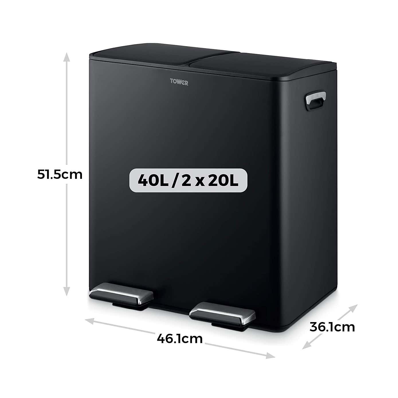 Tower 40L Recycling Pedal Bin