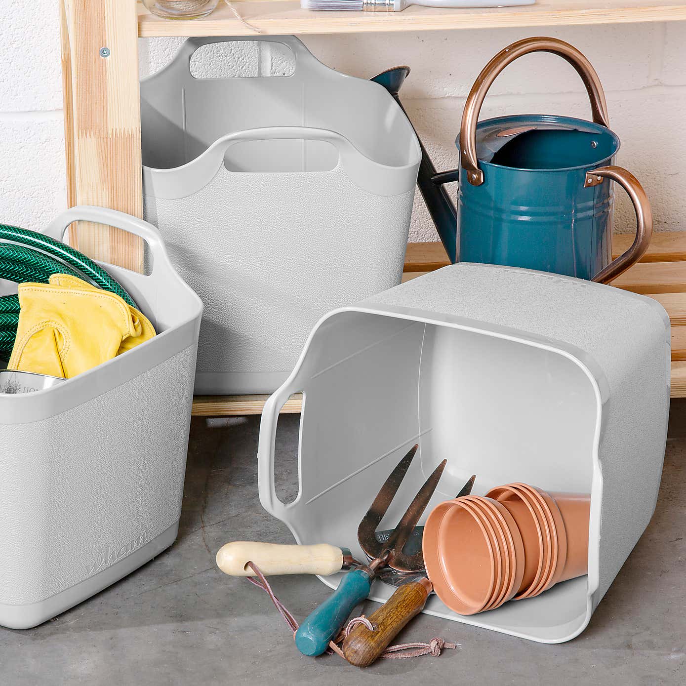 Wham Flexi-Store Set of 3 Grey Tubs, 15L