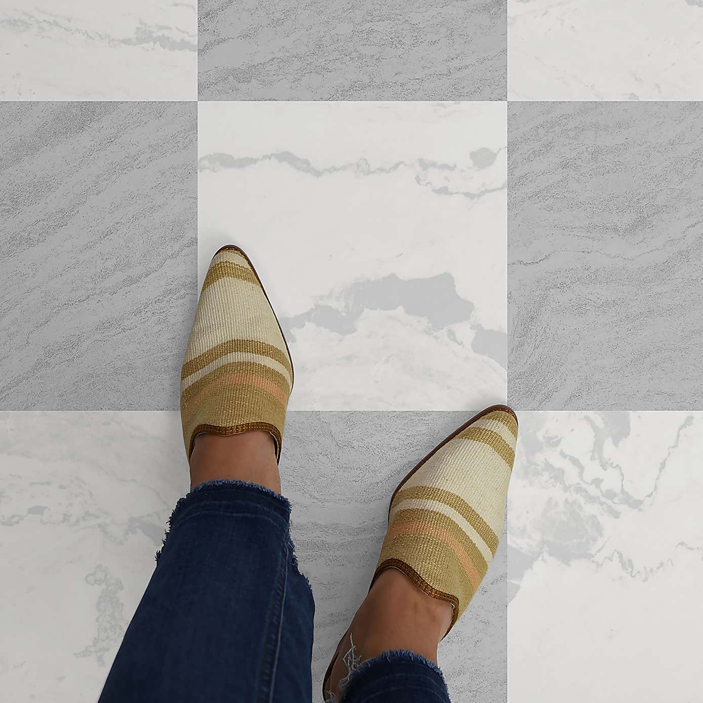 Langley Grey Peel and Stick Floor Tiles