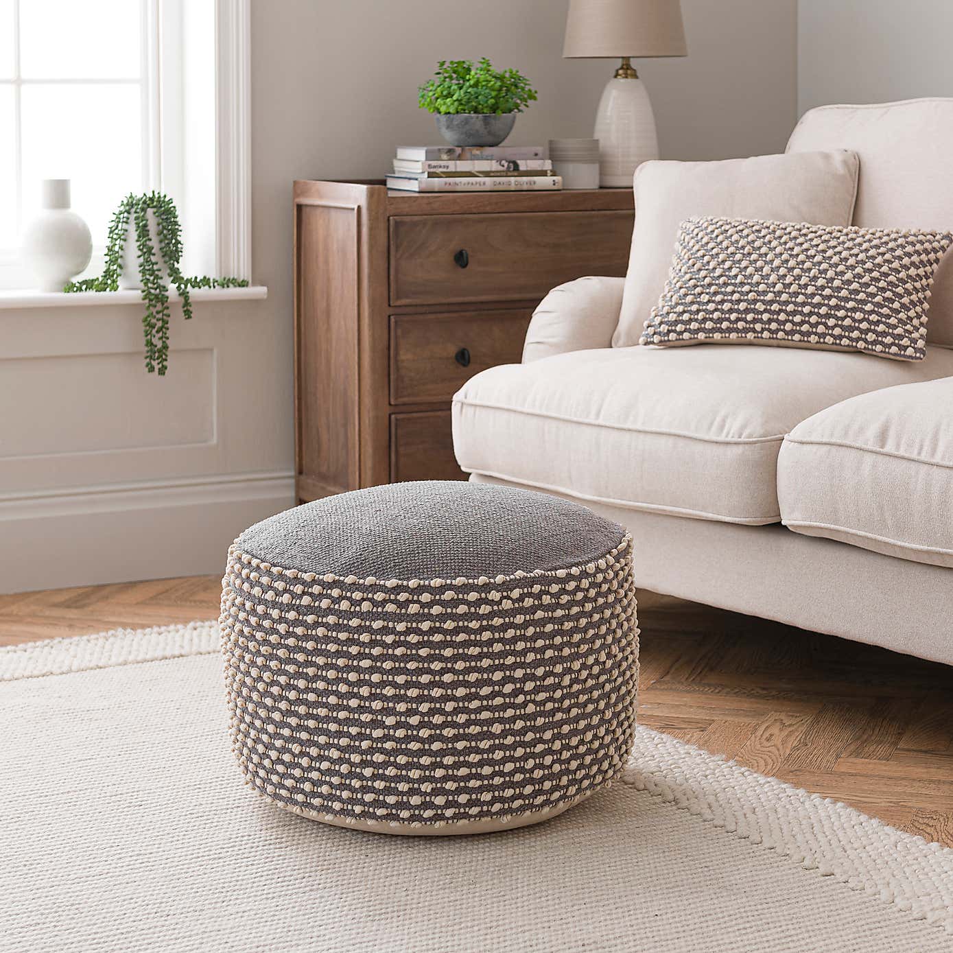 Jersey Bobble Round Pouffe