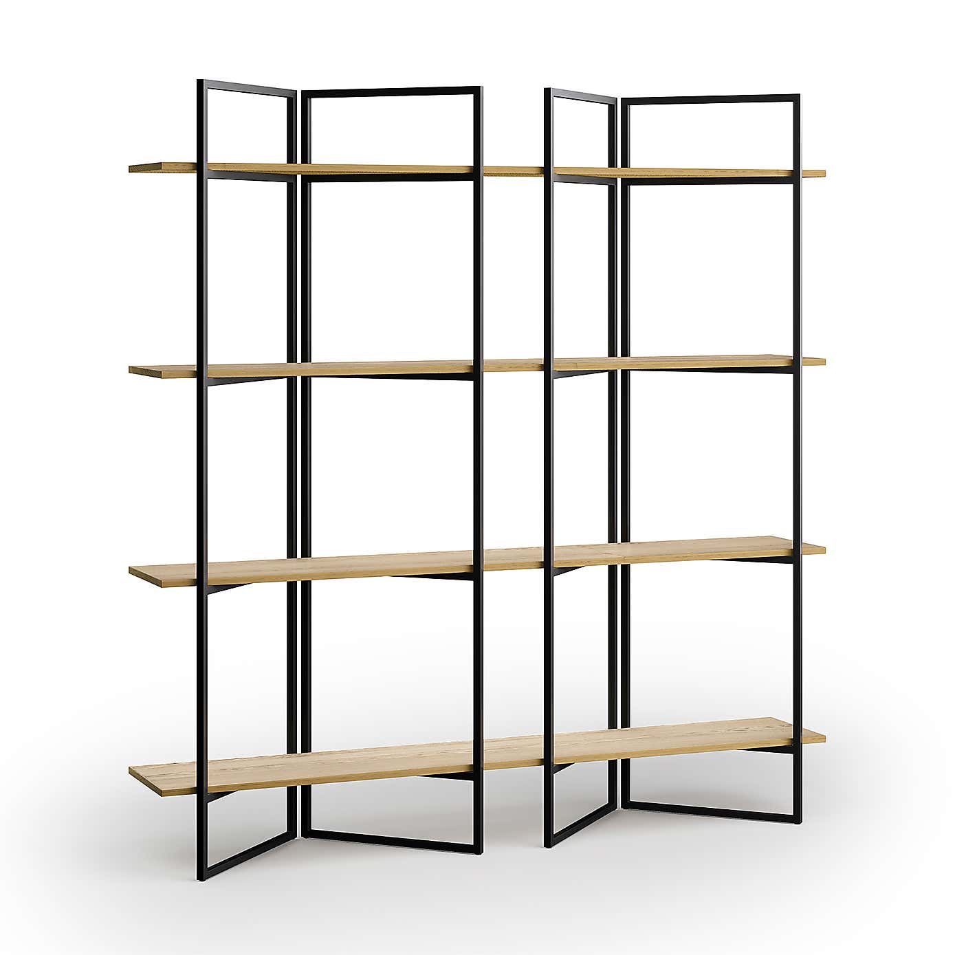 Ramson Tall and Wide Shelving Unit, Oak and Black