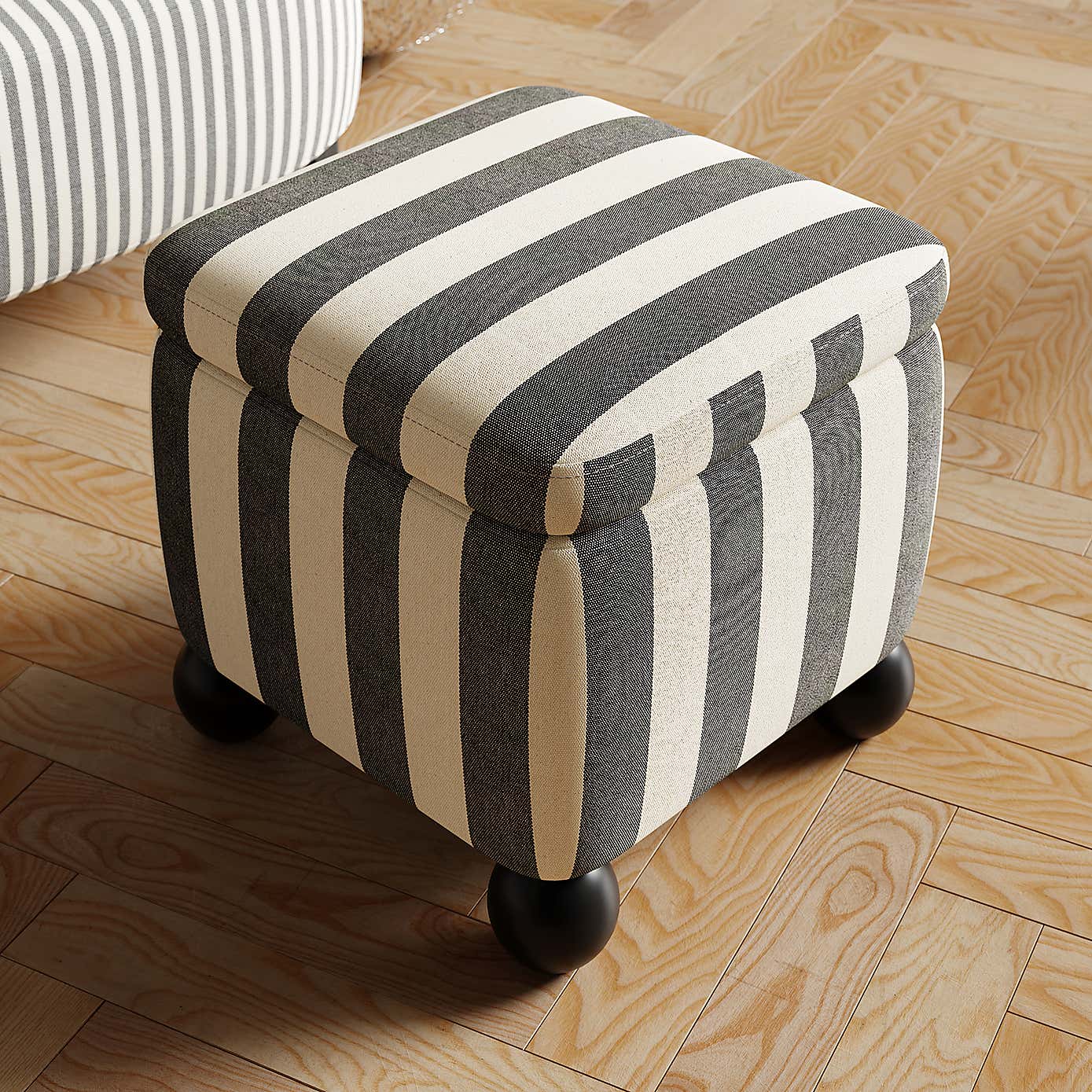 Nylah Linford Stripe Storage Footstool
