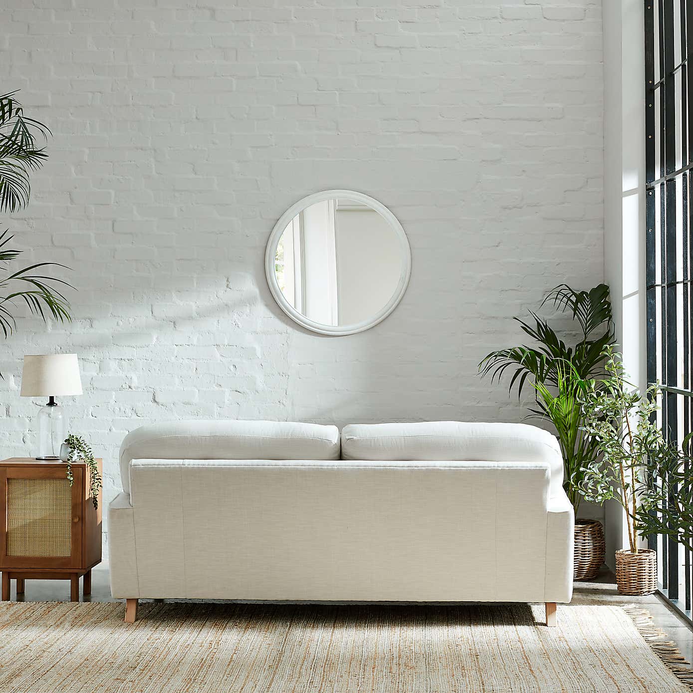 Martha Faux Linen 3 Seater Sofa Natural