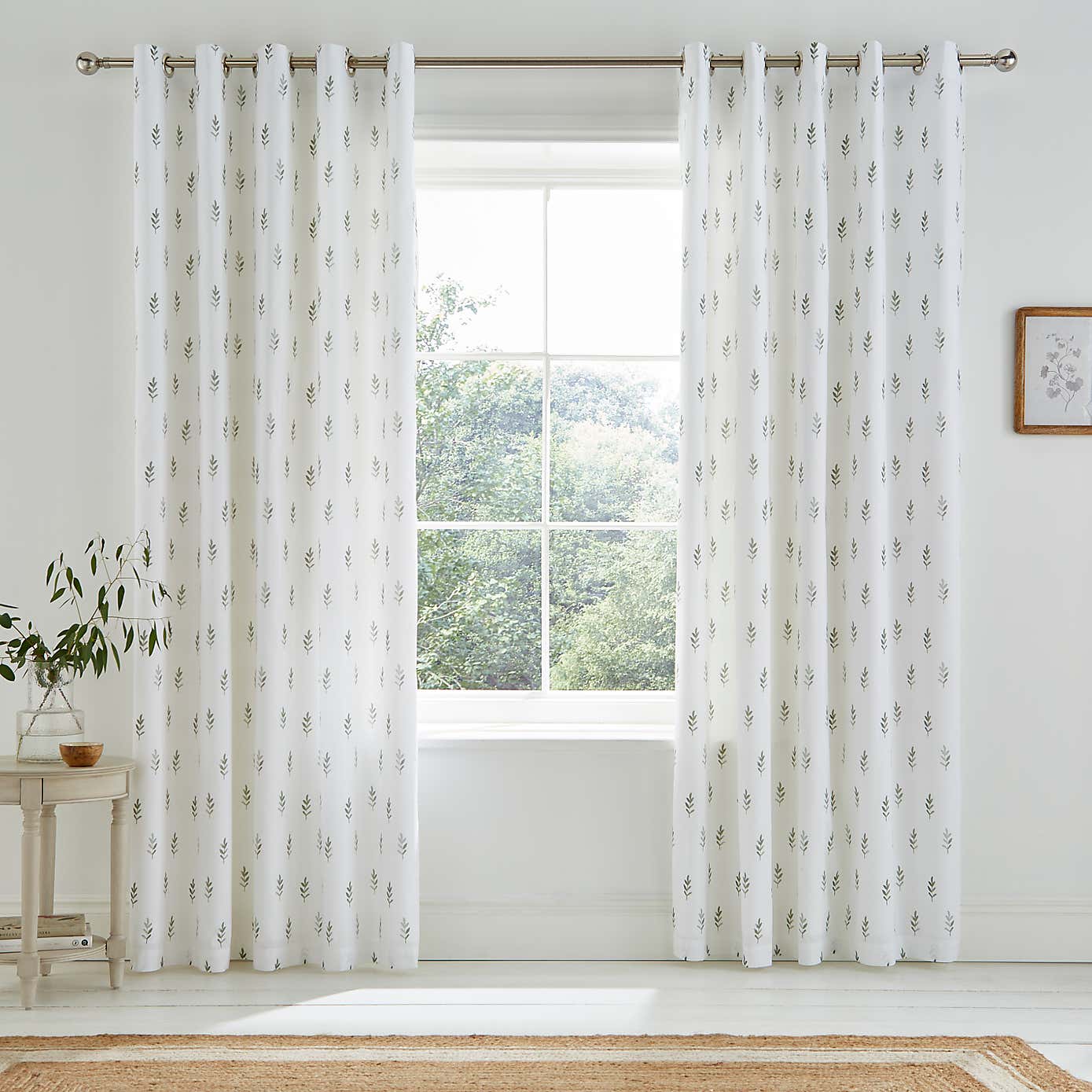 Harper Stem Floral Cotton Blackout Eyelet Curtains