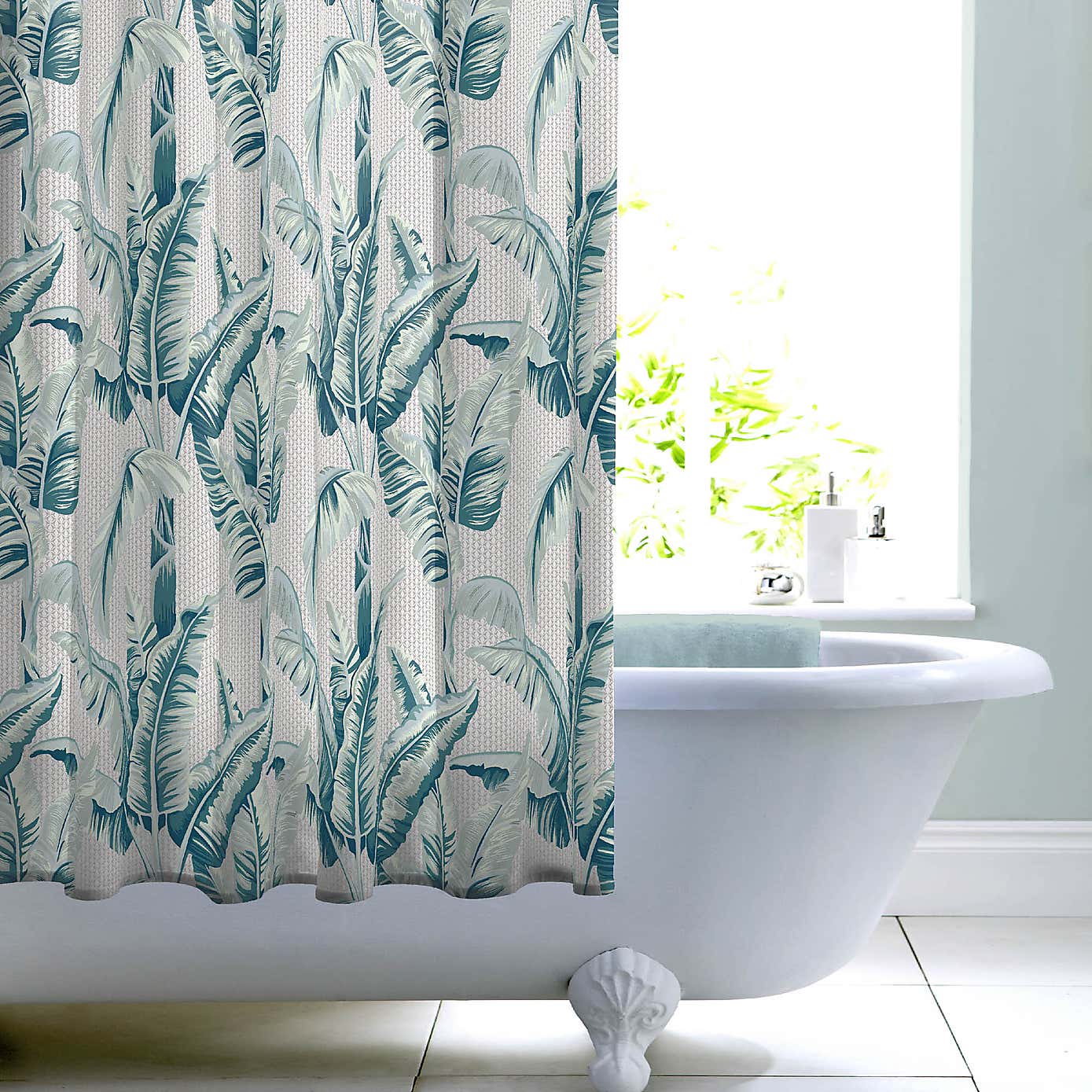 Green Banana Leaf Shower Curtain