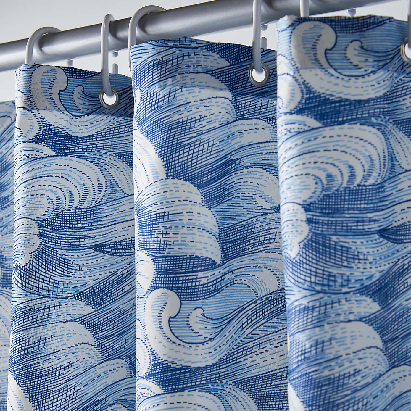 Waves Blue Shower Curtain