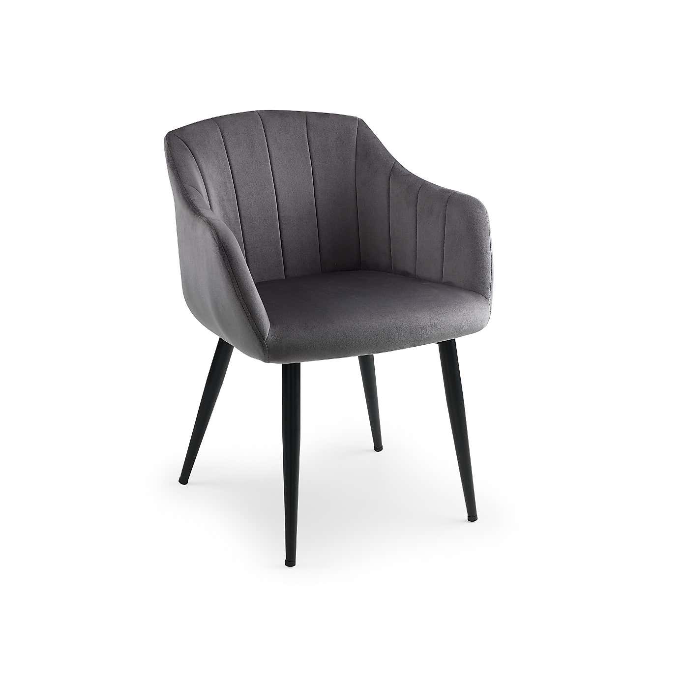 Hobart Set of 2 Scalloped Dining Chairs Grey