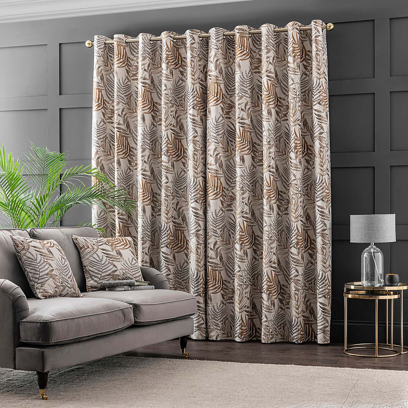 Leaf Jacquard Eyelet Curtains