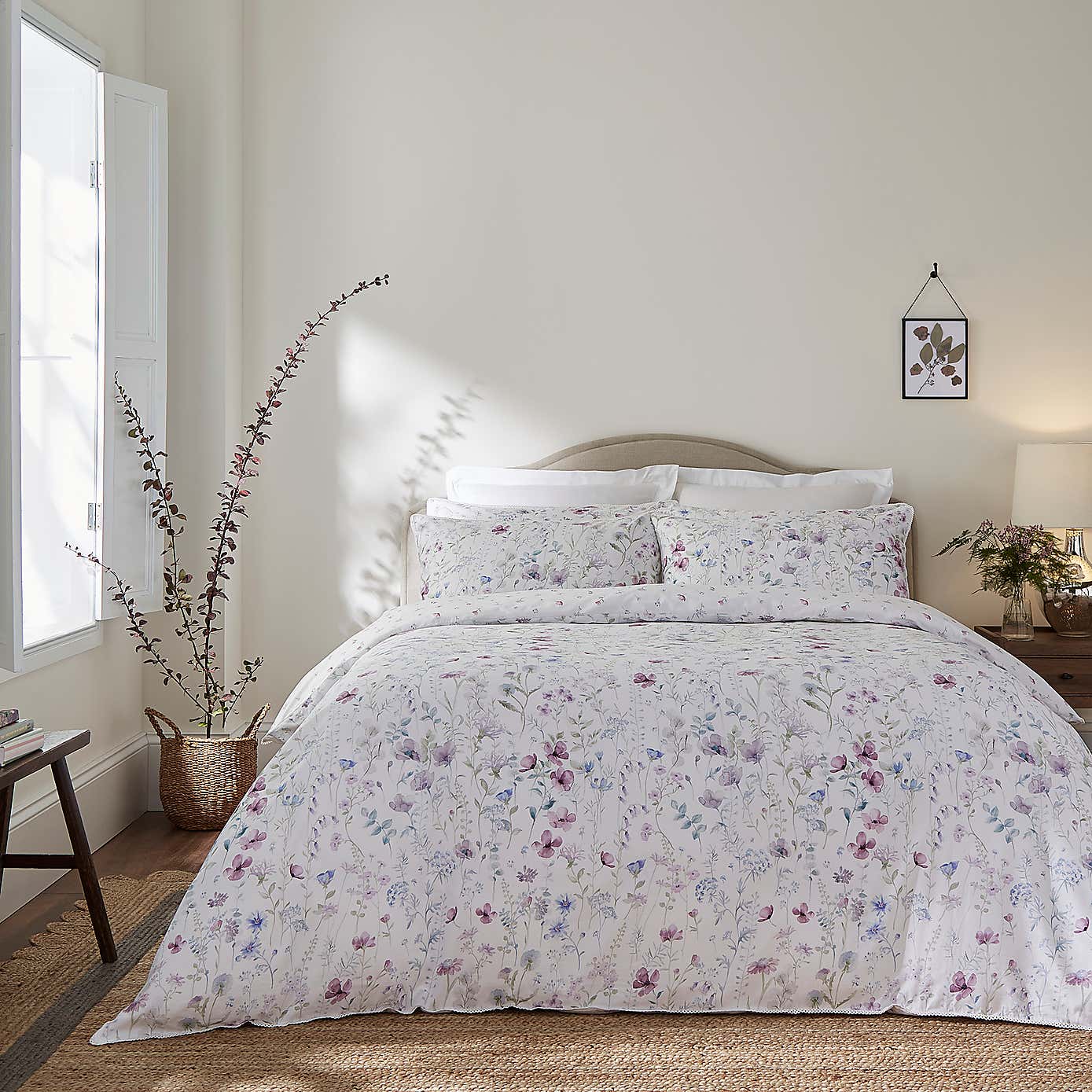 Dorma Wildflower Mauve Cotton Pillowcase Pair