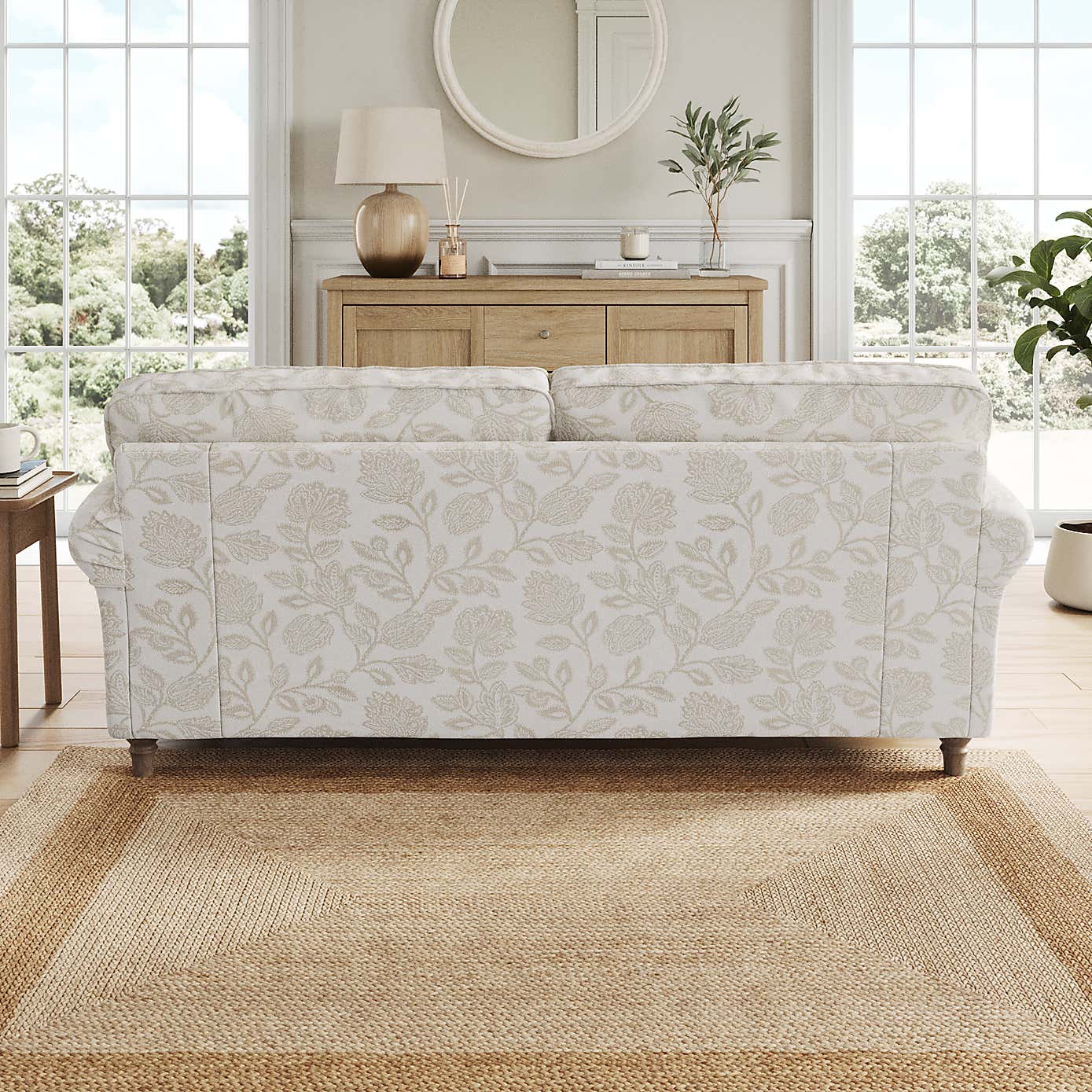Flori 3 Seater Sofa, Floral Print Fabric