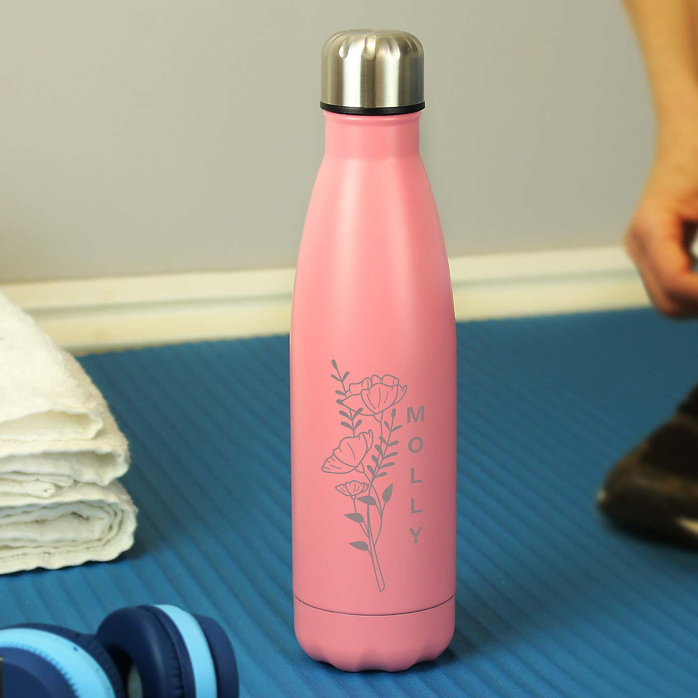 Personalised Floral Metal Insulated Drinks Bottle