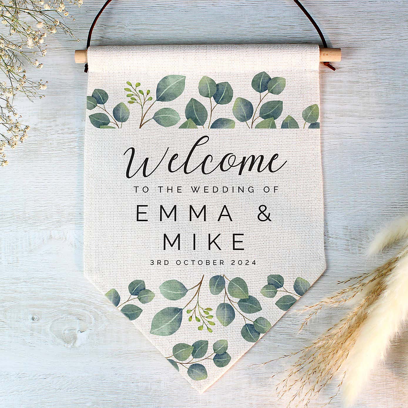 Personalised Botanical Wedding Hanging Banner