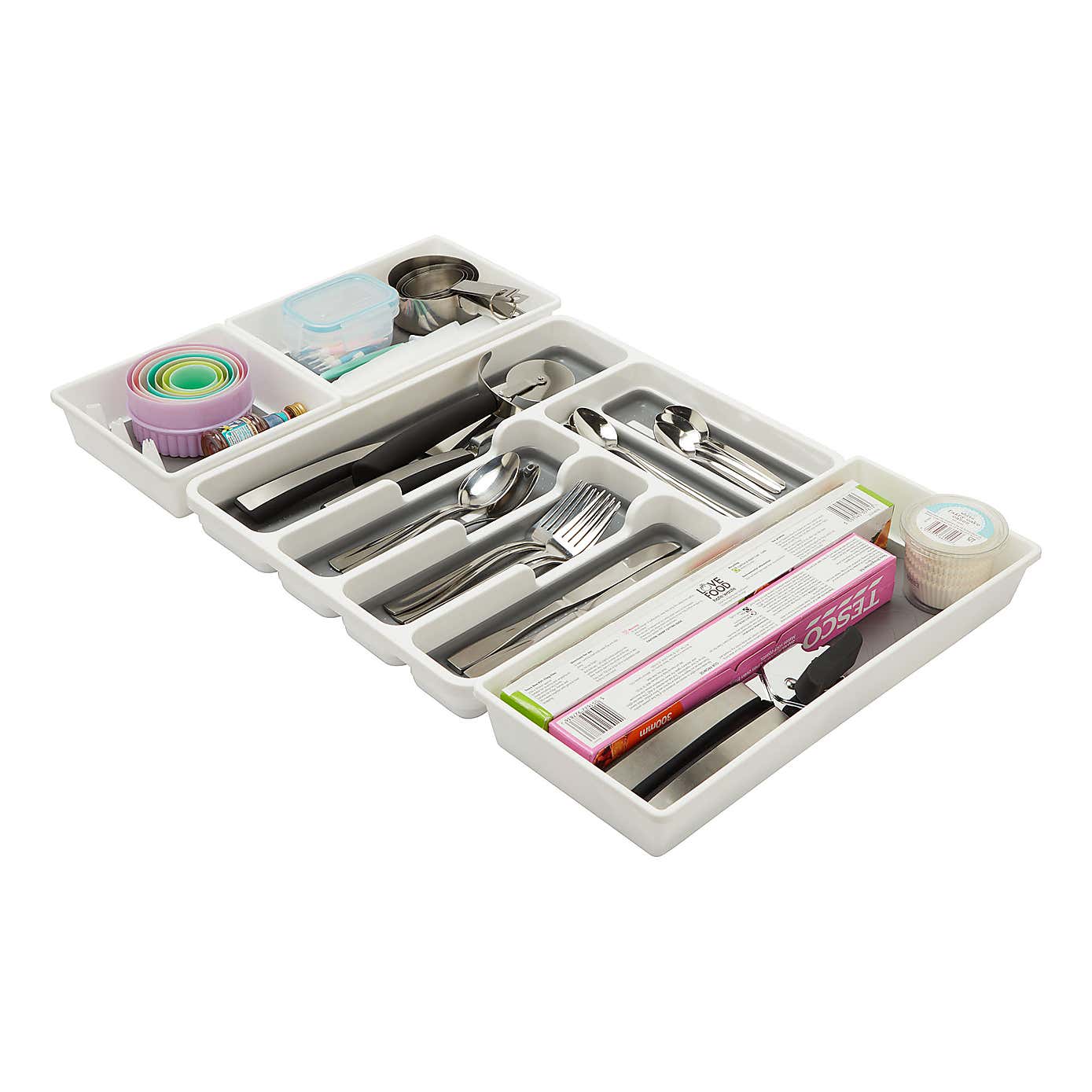 Addis White & Grey Extendable Drawer Organiser
