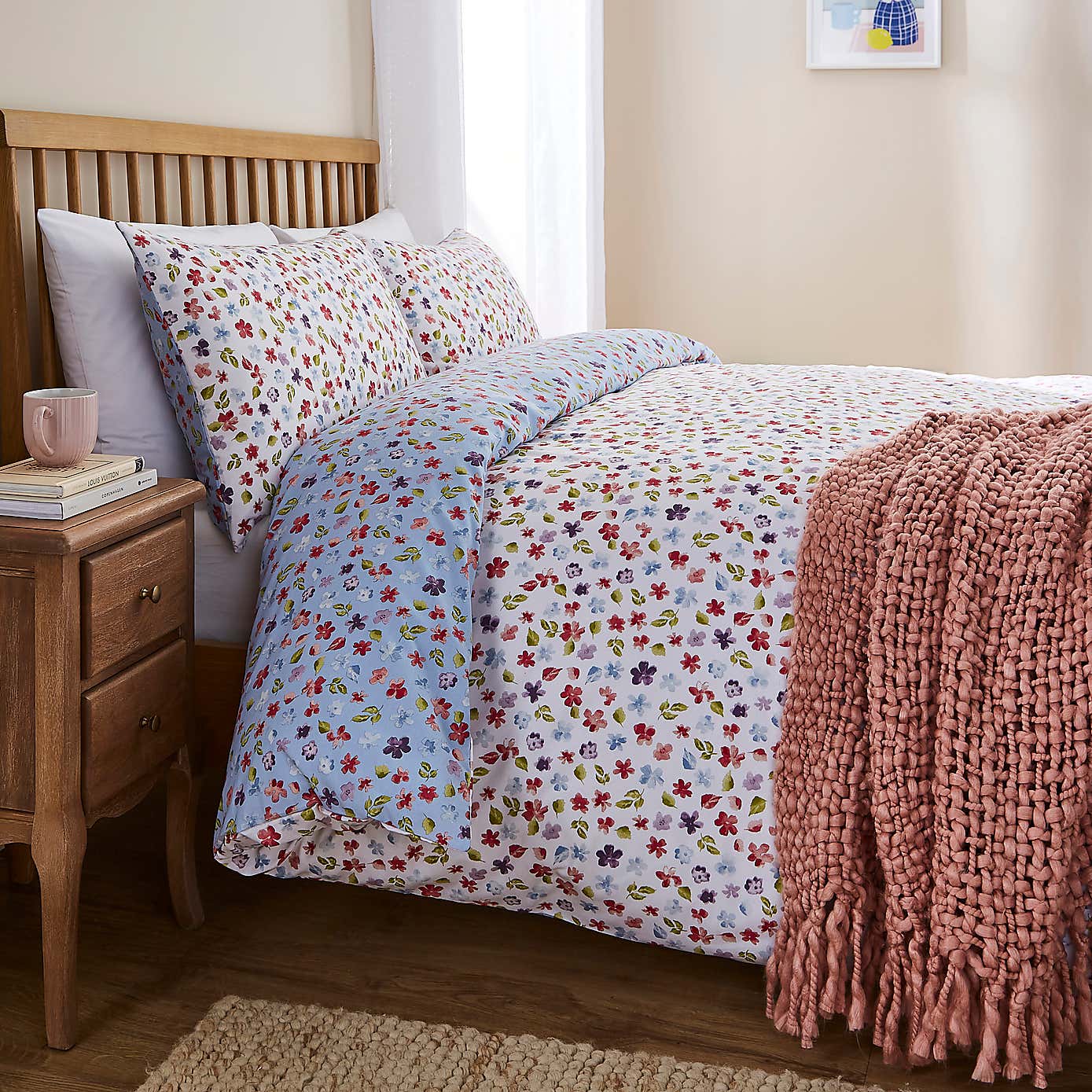 Hazel Floral Polycotton Duvet Cover & Pillowcase Set