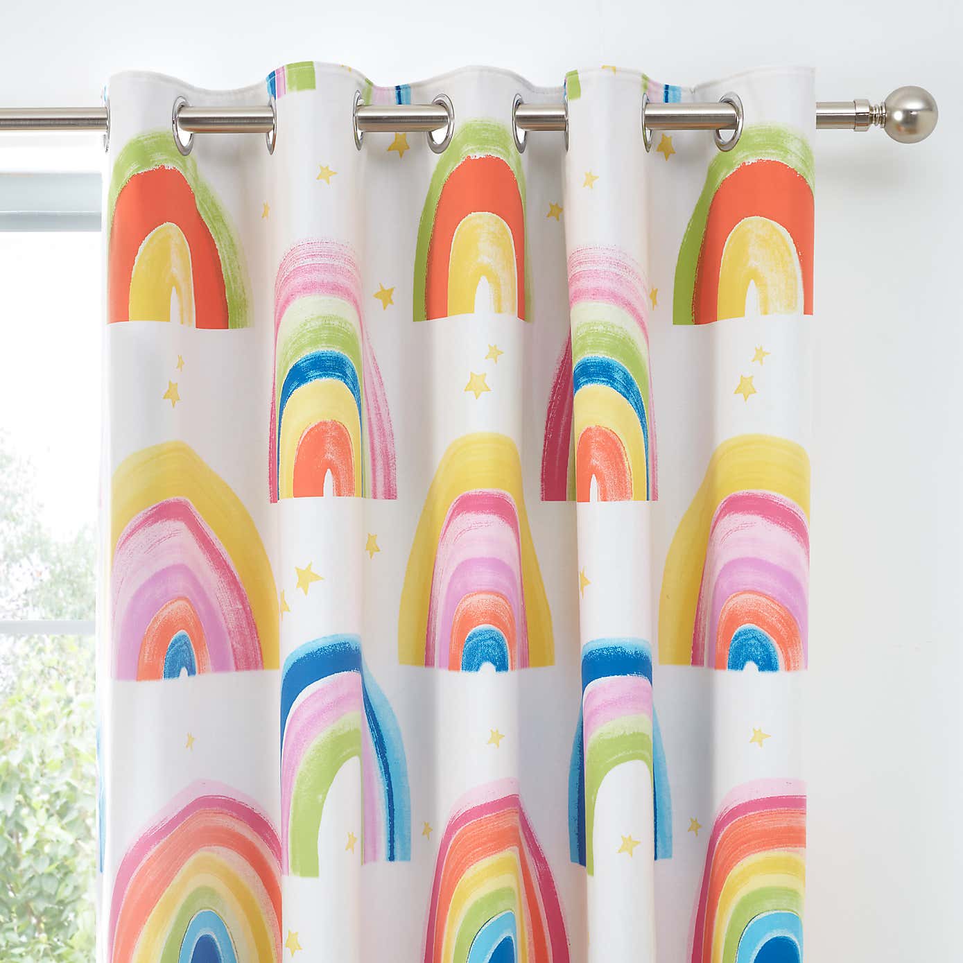 Watercolour Rainbow Blackout Eyelet Curtains