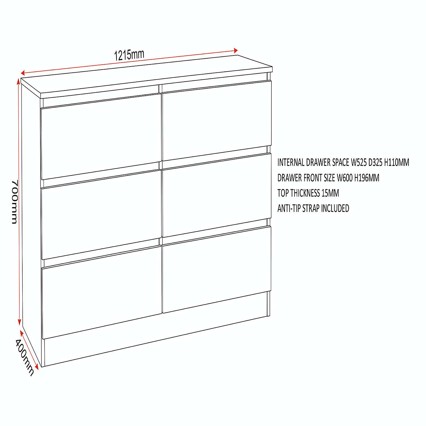 Malvern 6 Drawer Chest