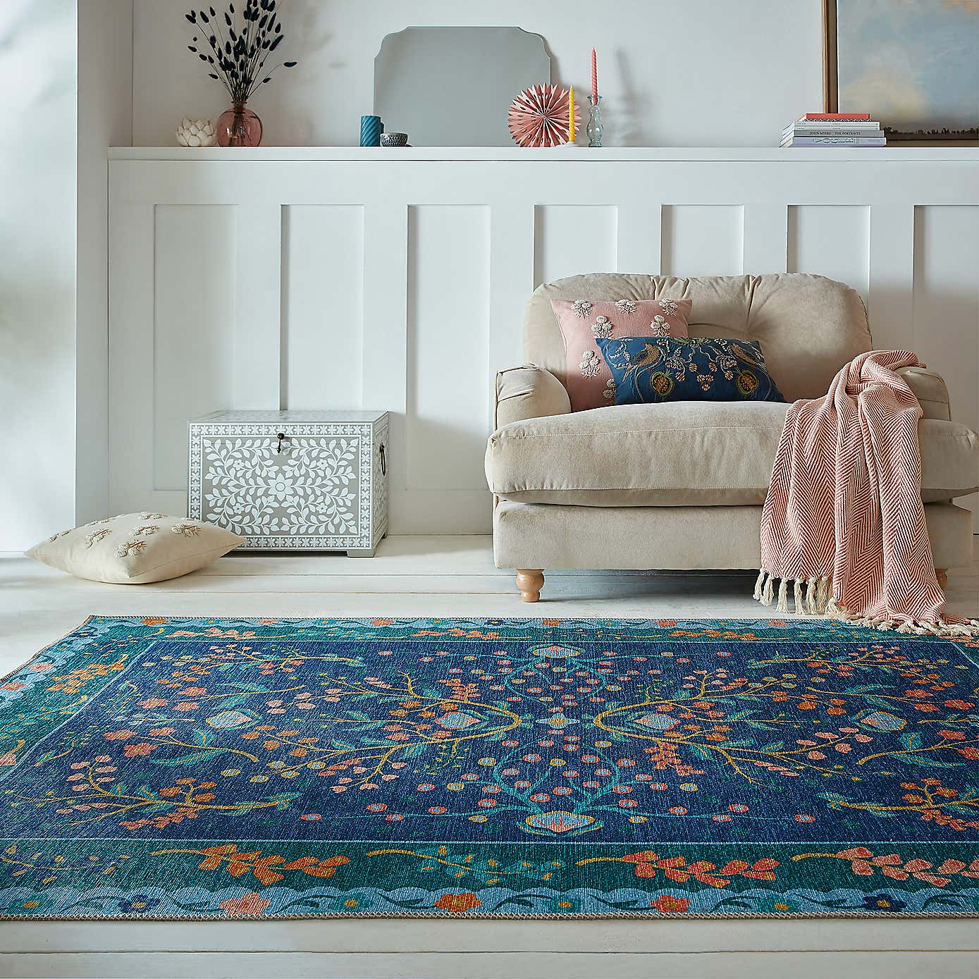PractiRug Sabrina Floral Washable Rug