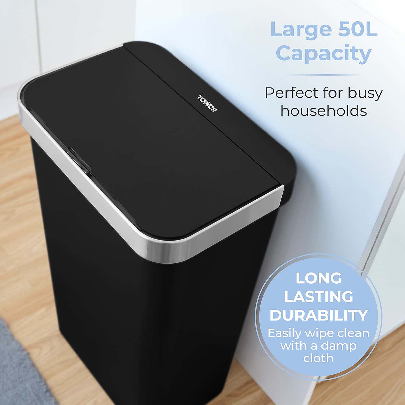 Tower 50L Rectangular Sensor Bin