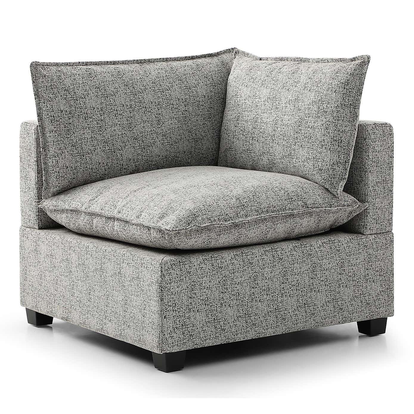 Moda Corner Modular Sofa, Light Grey Boucle