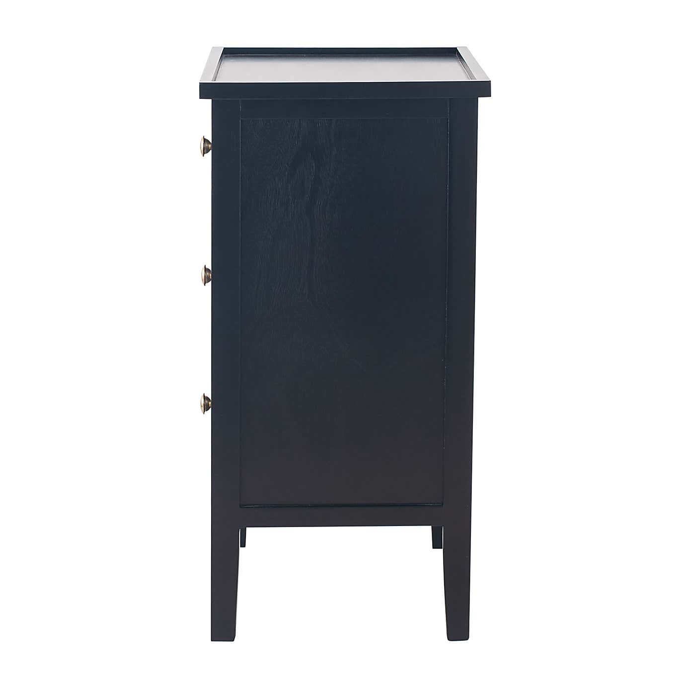 Pacific Chelmsford 3 Drawer Bedside Table, Black Painted Pine