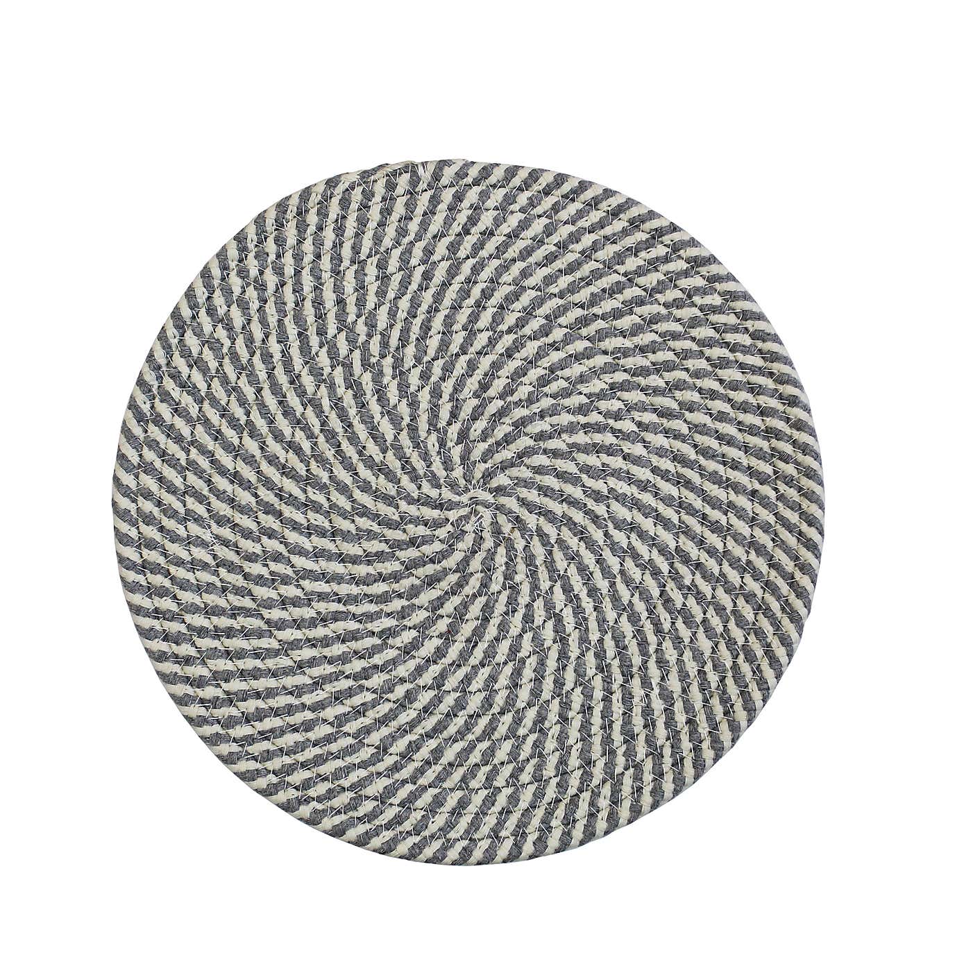 Pack of 2 Round Woven Light Blue Placemats