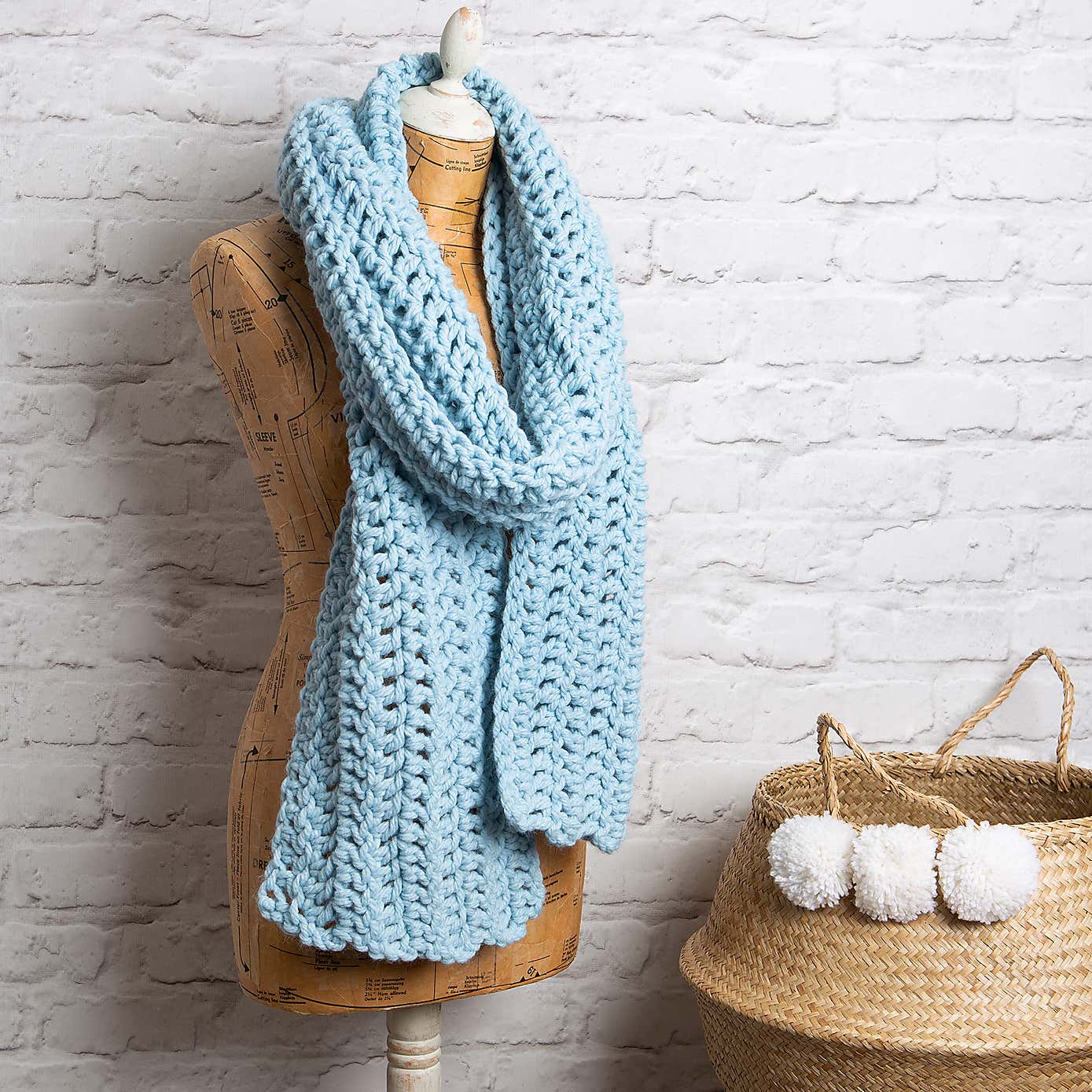 Wool Couture Beginners Blue Scarf Headband Crochet Kit