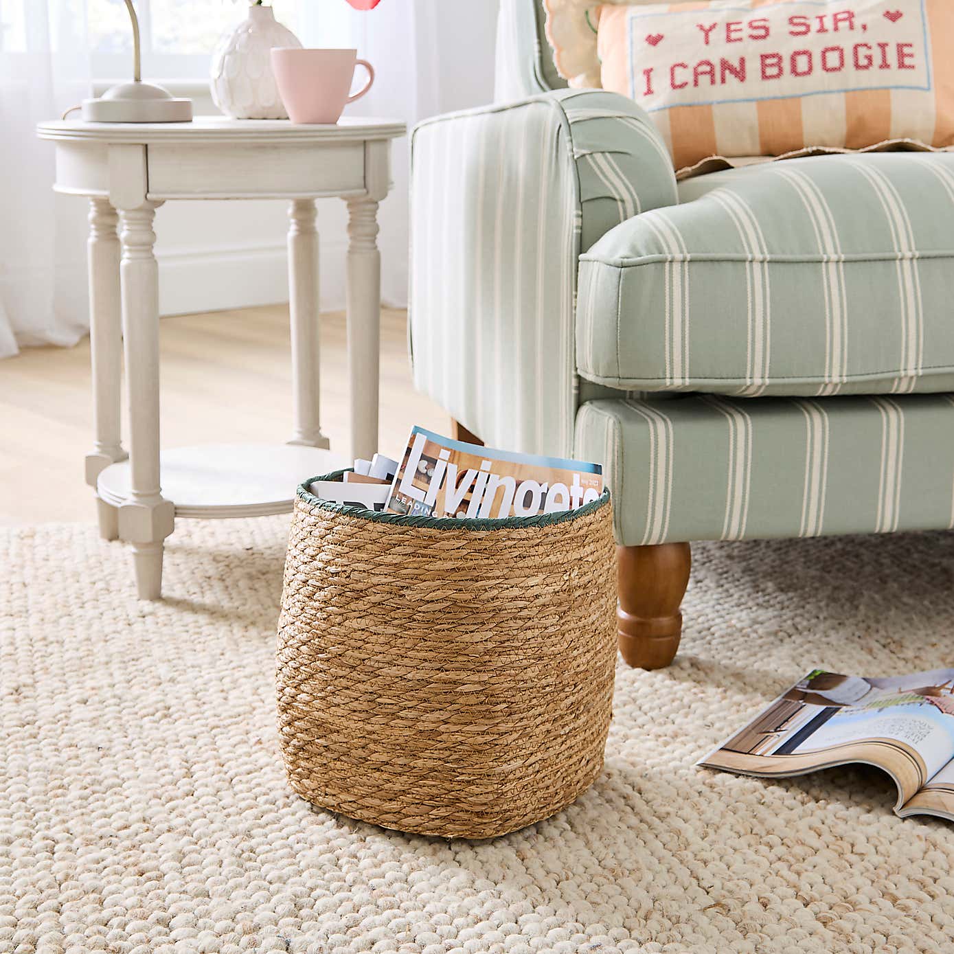 Rush Storage Basket with Trim