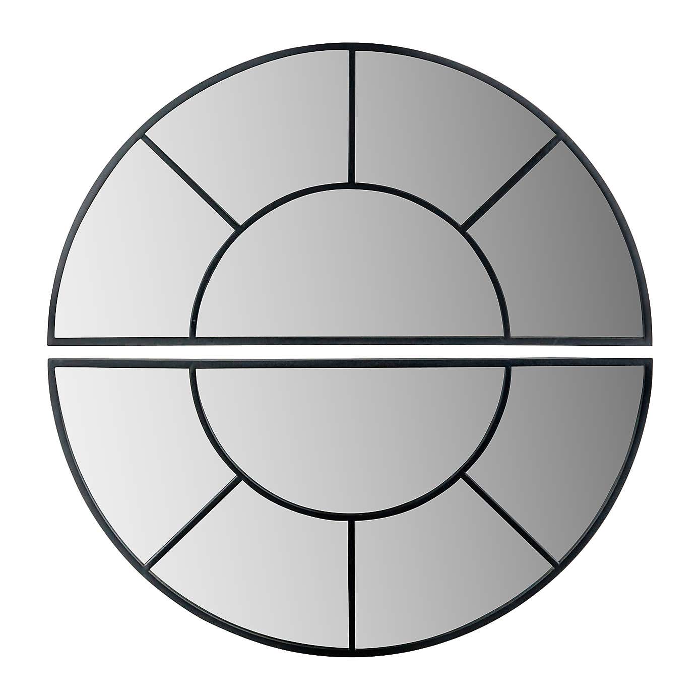 Metal Half Moon Set of 2 Wall Mirrors