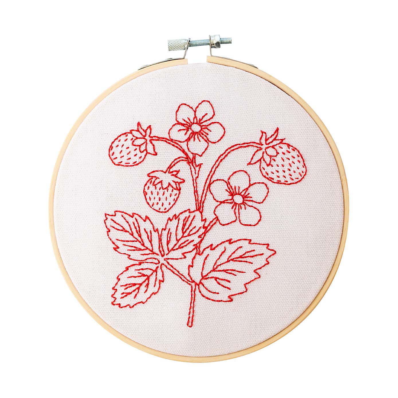 Cotton Clara Strawberry Embroidery Hoop Kit