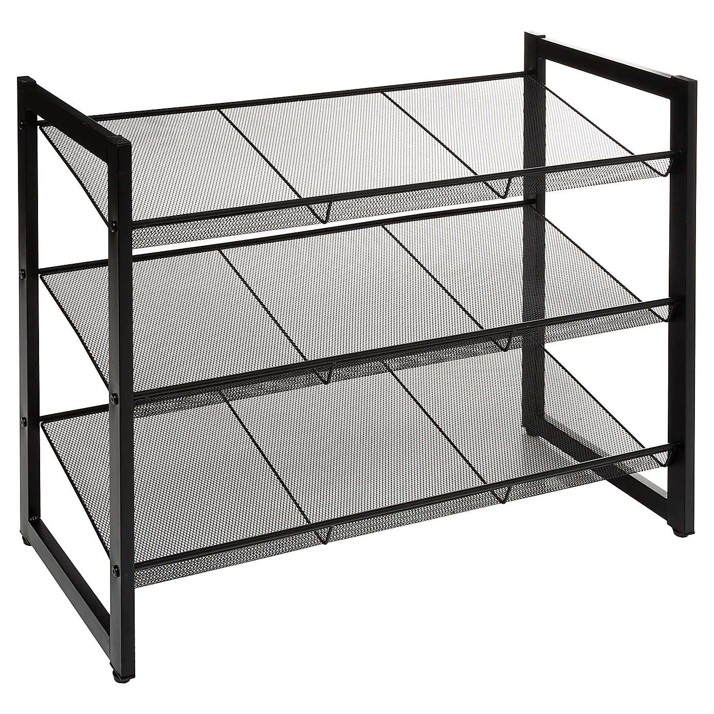 Metal Black 9 Pair Shoe Storage Rack