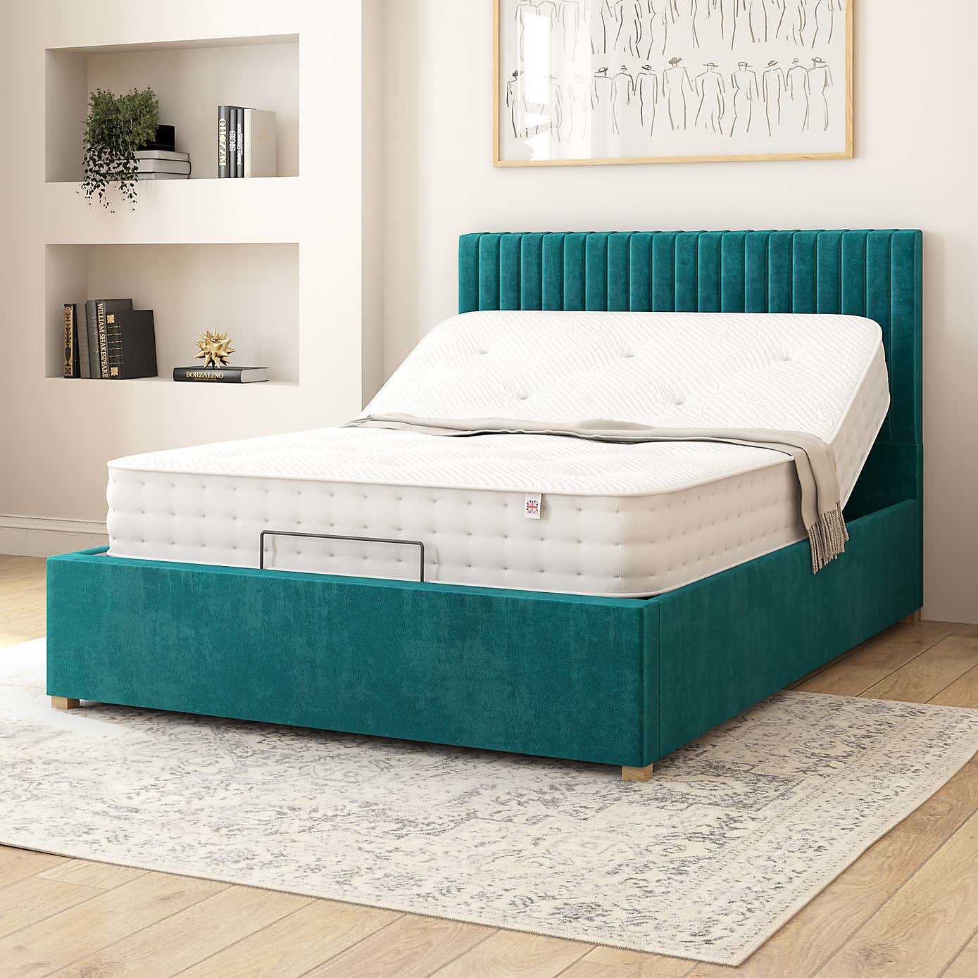 Grant Plush Velvet Adjustable Bed